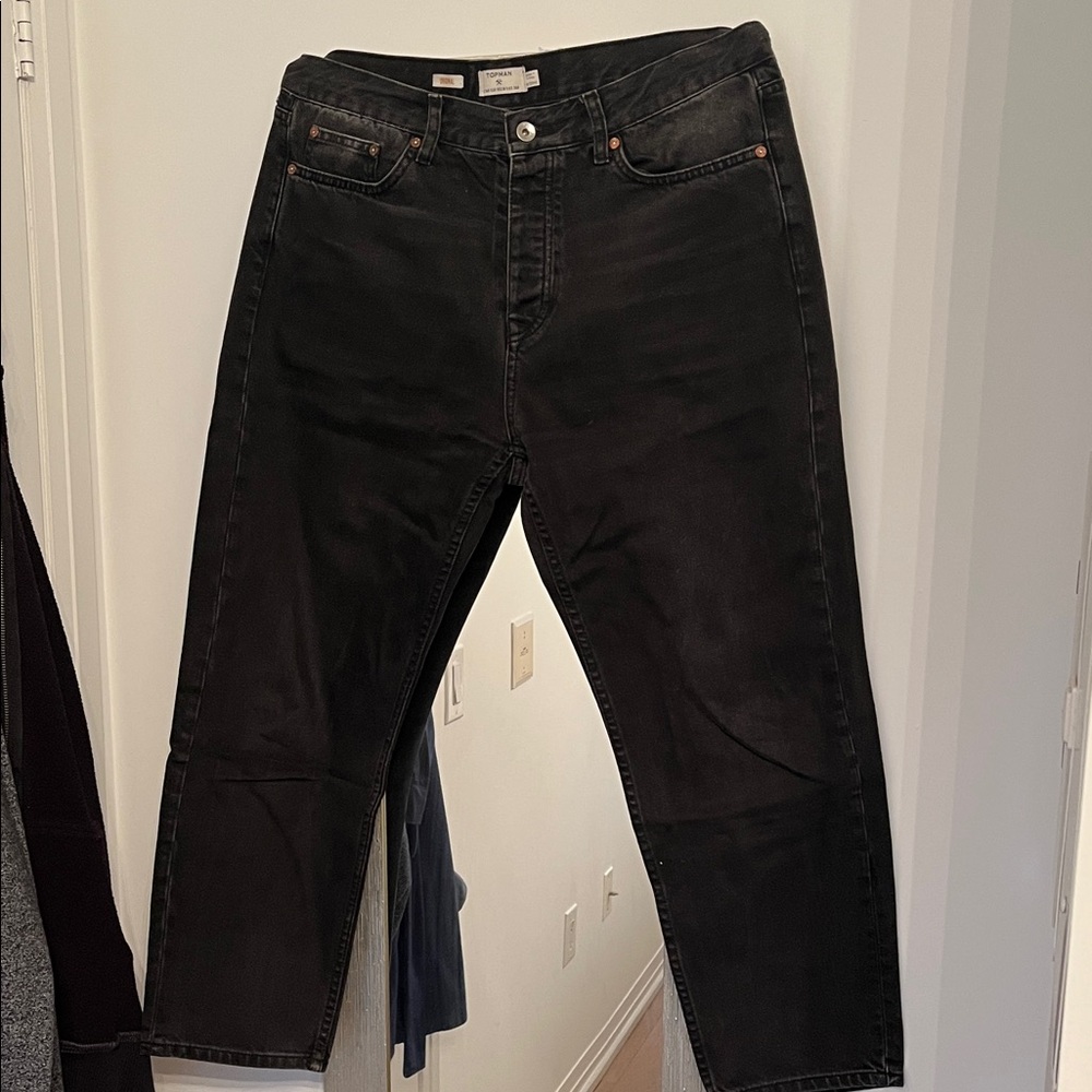 Topman Men's Dark Black Slim Jeans
